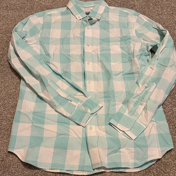 Old Navy Men's Teal and White Plaid Shirt - Picture 2 of 4